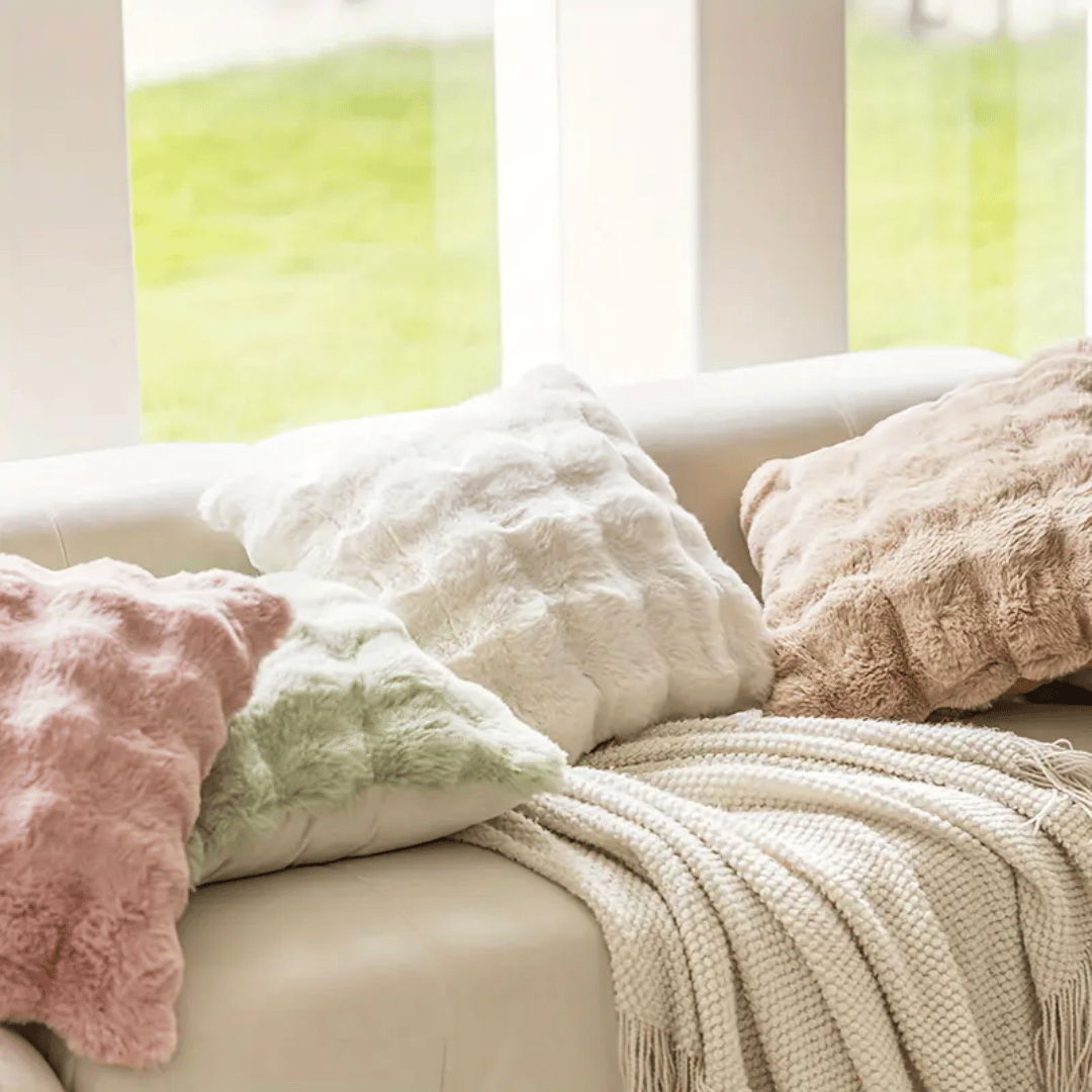 Kussenhoezen Nimbus Touch - Zachte Pluche Nepbont Kussenslopen Luxe Sierkussens Handgemaakt 43×43 cm Woonkamer | Sulvida