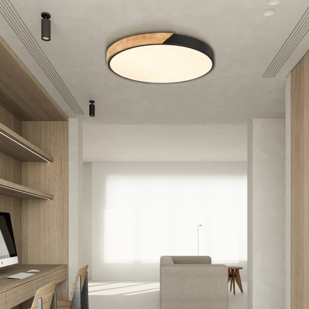 Plafondlamp Hout & Acryl Scandinavisch Design Warm Licht Ø23/30cm Slaapkamer Woonkamer Energiezuinige LED | Sulvida