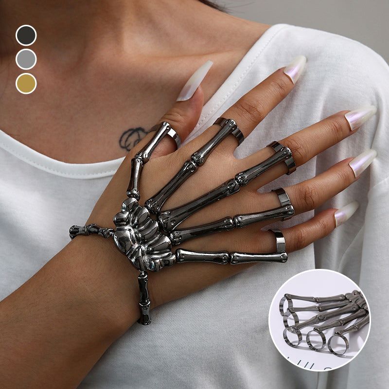 Metalen Skelethand Armketting Zilver Goud Zwart Gothic Sieraad voor Feesten Halloween Kostuum Accessoire | Sulvida