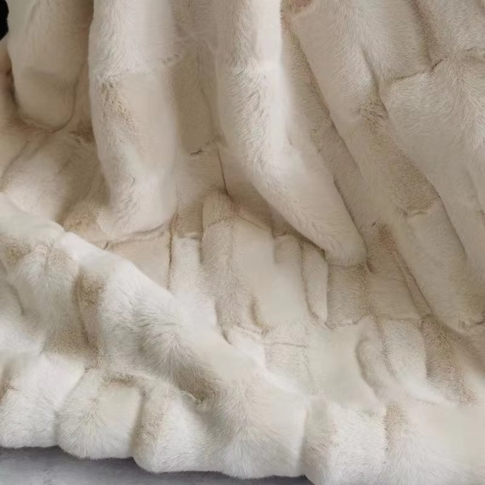 Zachte Dubbellaagse Plaid Mokkabruin Imitatiebont Deken Woonkamer Slaapbank Bed Decoratief Warm Gezellig | Sulvida