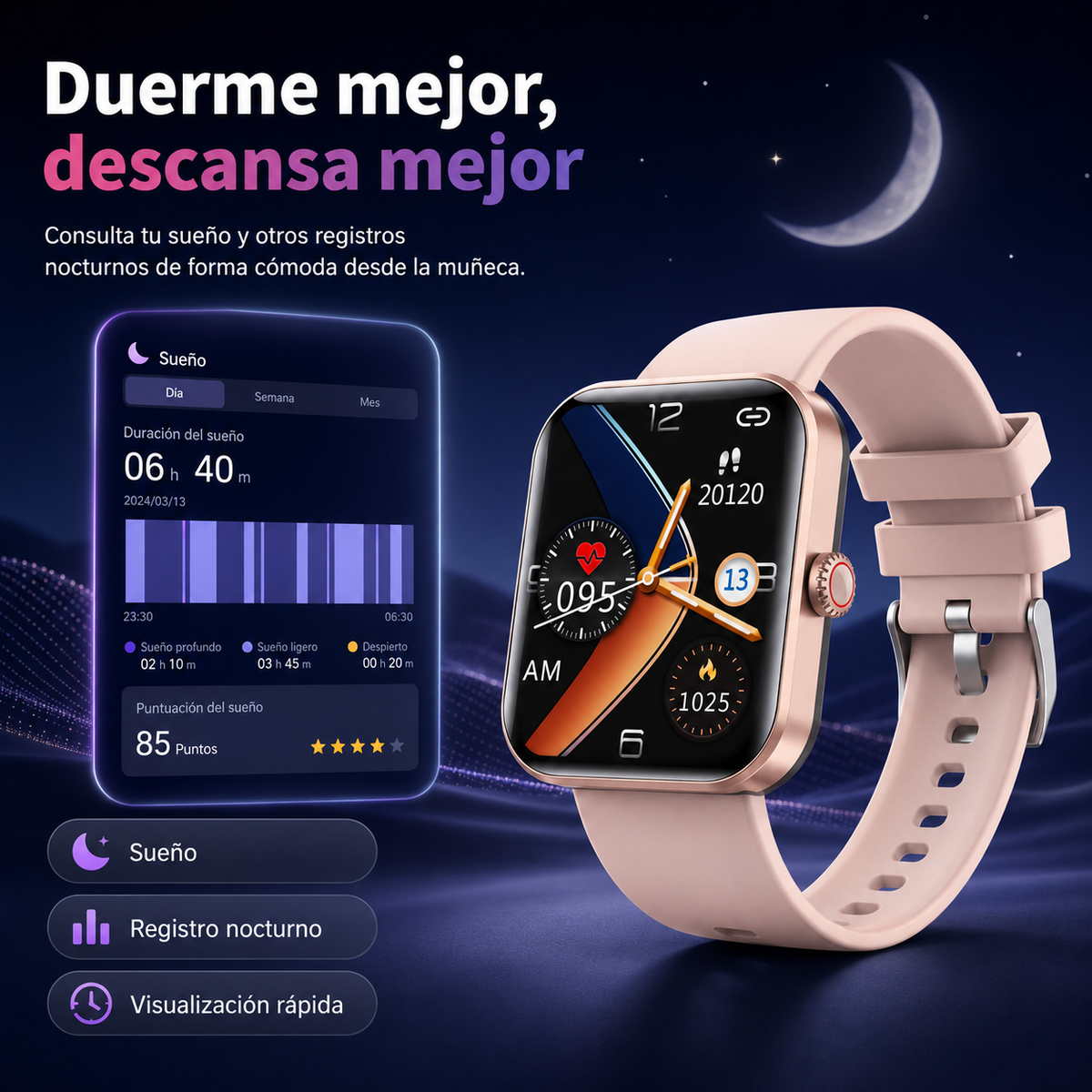Smartwatch Gezondheid Hartslagmeter Bloeddrukmeter Stappenteller Sporthorloge 50 Modi Touchscreen Fitness | Sulvida