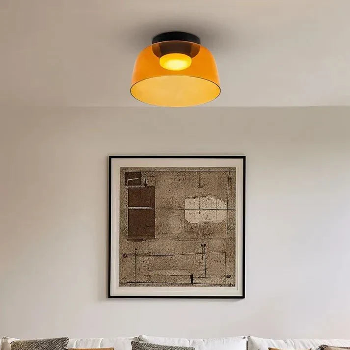 Glazen plafondlamp met driekleurige LED-verlichting voor woonkamer eetkamer slaapkamer modern design | Sulvida