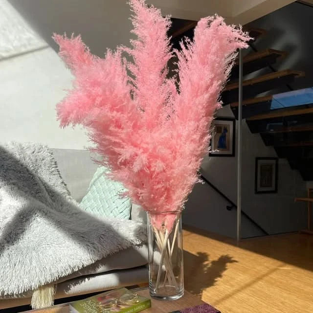 Kunsttakken Pampasgras 65cm Naturel Wit Beige Roze Droogbloemen Vaas Decoratie Boho Stijl Woonkamer Interieur | Sulvida