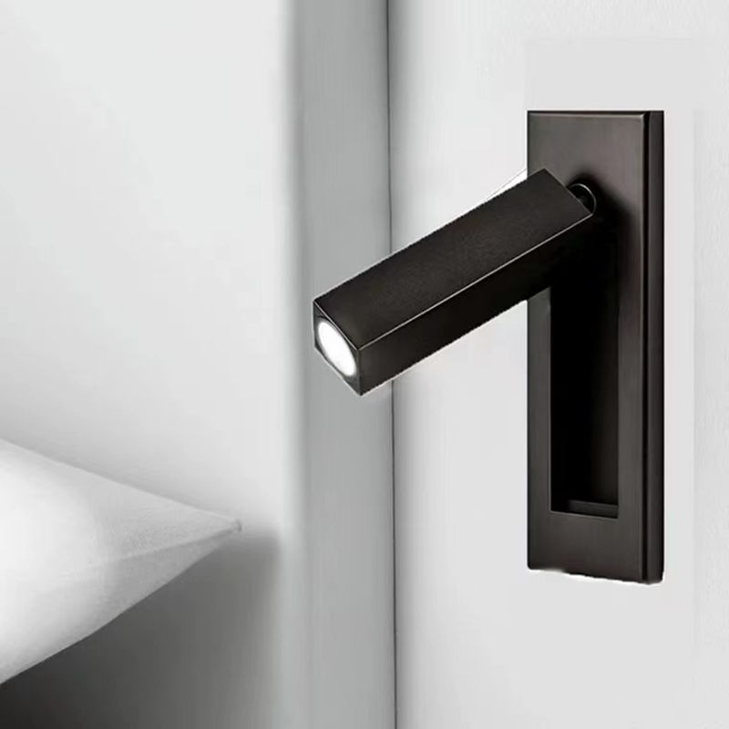 Draaibare wandspot cilinder vierkant LED instelbaar slaapkamer bedlamp dimbaar metaal modern leeslamp design | Sulvida