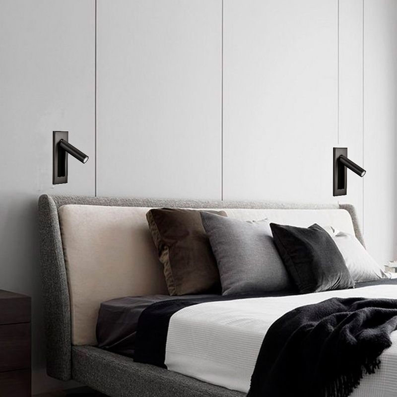 Draaibare wandspot cilinder vierkant LED instelbaar slaapkamer bedlamp dimbaar metaal modern leeslamp design | Sulvida