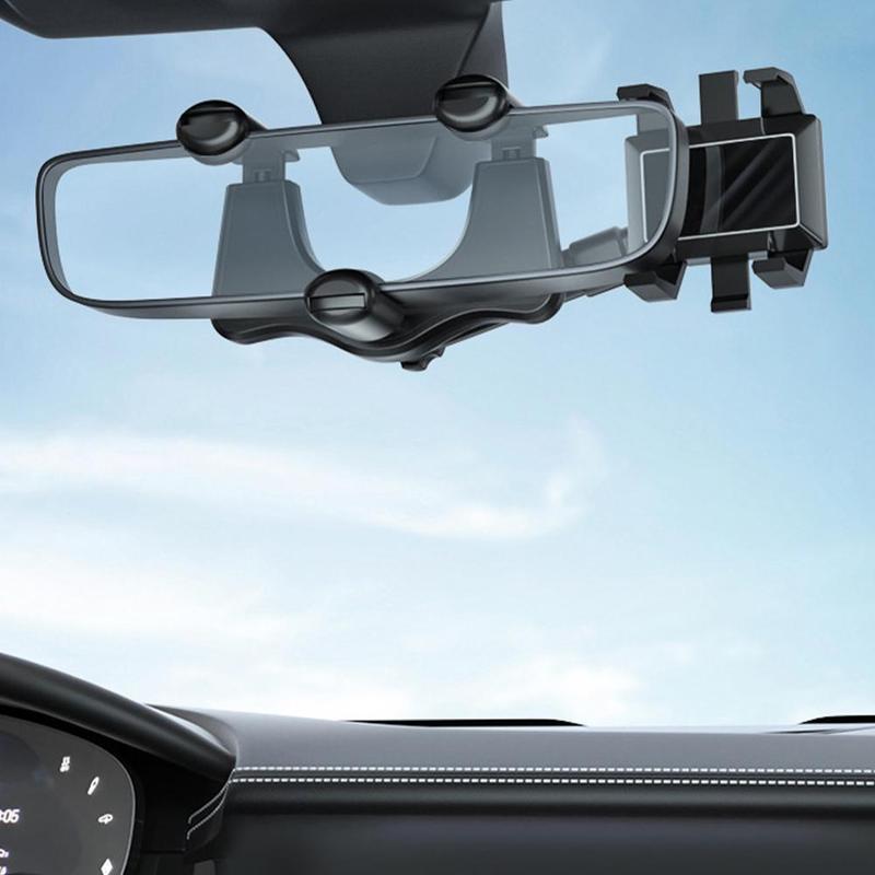 Universele telefoonhouder voor achteruitkijkspiegel auto 360 graden draaibaar zwart handsfree navigatie | Sulvida