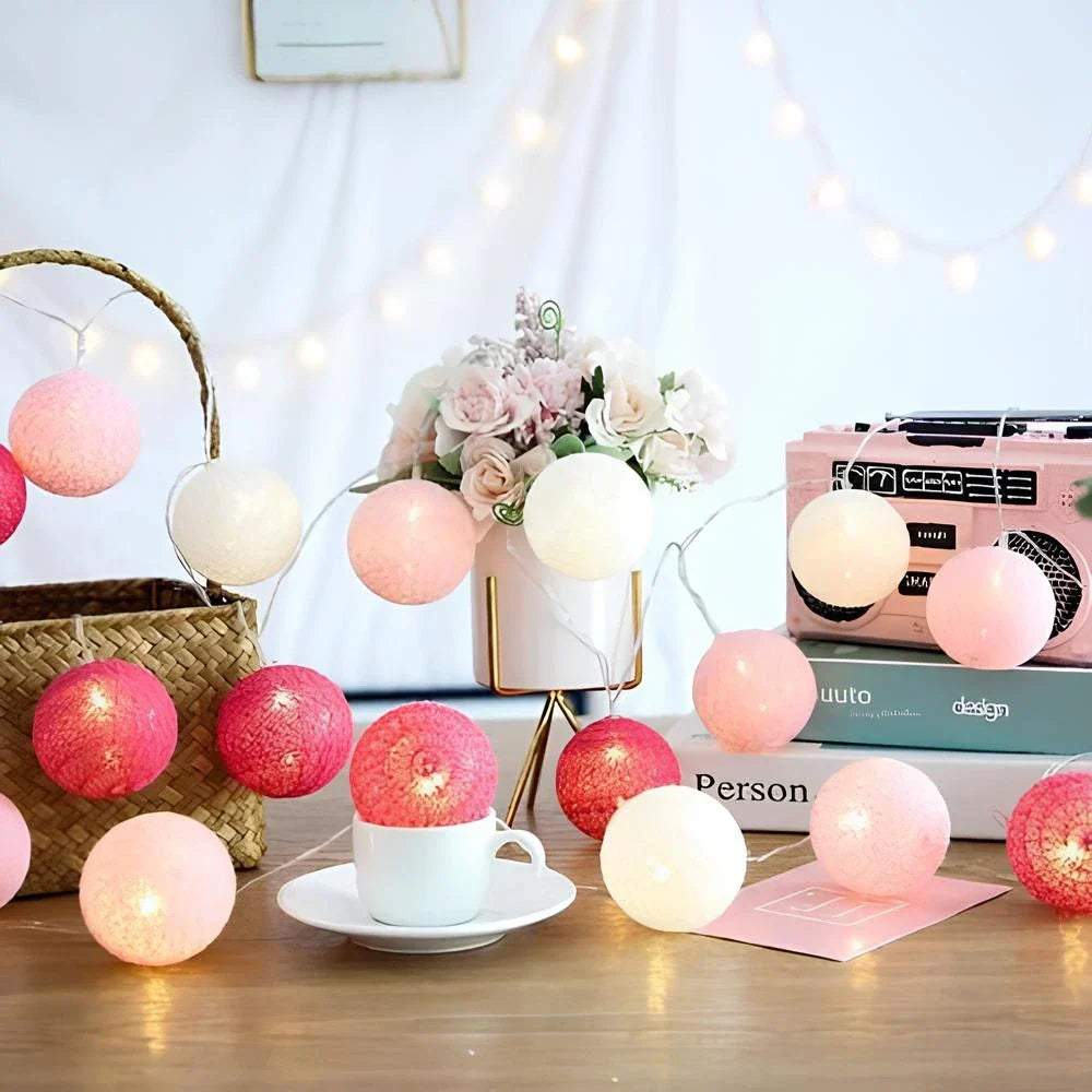 Katoenen Lichtbollenslinger Sfeerverlichting Kinderkamer Feestdecoratie USB Batterij 1,5 tot 10 Meter | Sulvida