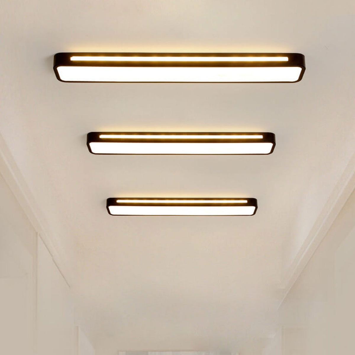 Langwerpige LED-plafondlamp voor hal en woonkamer minimalistische stijl zwart wit moderne verlichting | Sulvida