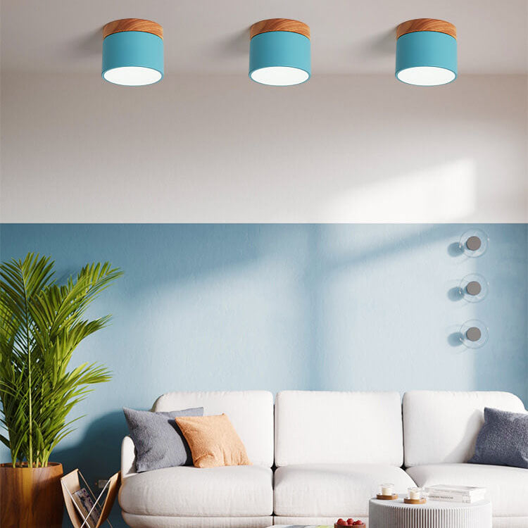 Moderne Plafondlamp Scandinavisch Minimalistisch Hout LED Klein Rond Strak Hal Slaapkamer Gang Verlichting | Sulvida