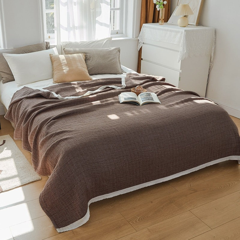 Zachte Moslindeken Zes Lagen Ademend Katoen Sprei Bank Bed Plaid Zomerdeken Dekbedovertrek Lichtgewicht | Sulvida