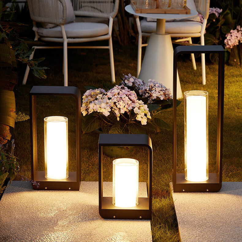 Tuinverlichting LED Vierkant Zwart RVS Acryl Frame Paal Lichtpunt Terras Pad Verlichting Outdoor 30-60cm | Sulvida