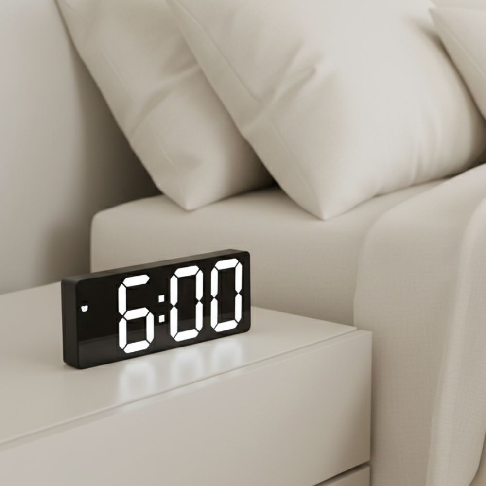 Digitale Wekker met LED Spiegel Display Tijd Datum Temperatuur Alarm Snooze Functie Slaapkamer Kantoor | Sulvida
