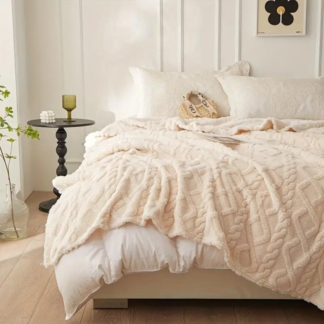 3D Fleece Plaid met Luxe Structuur Zachte Deken voor Bed Bank Woonkamer Wol-Effect Textuur Decoratief Slaapkamer | Sulvida