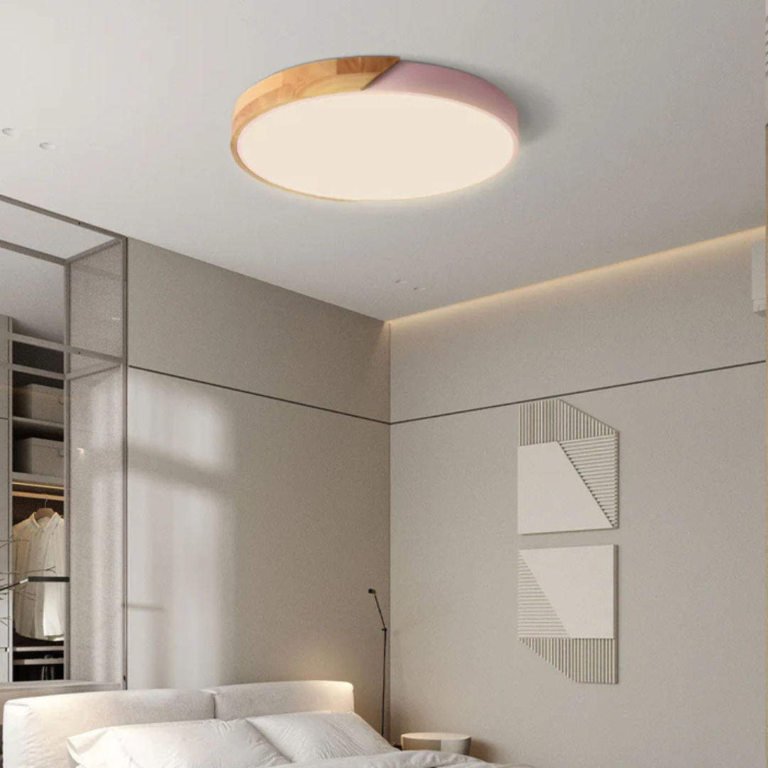 Plafondlamp Hout & Acryl Scandinavisch Design Warm Licht Ø23/30cm Slaapkamer Woonkamer Energiezuinige LED | Sulvida