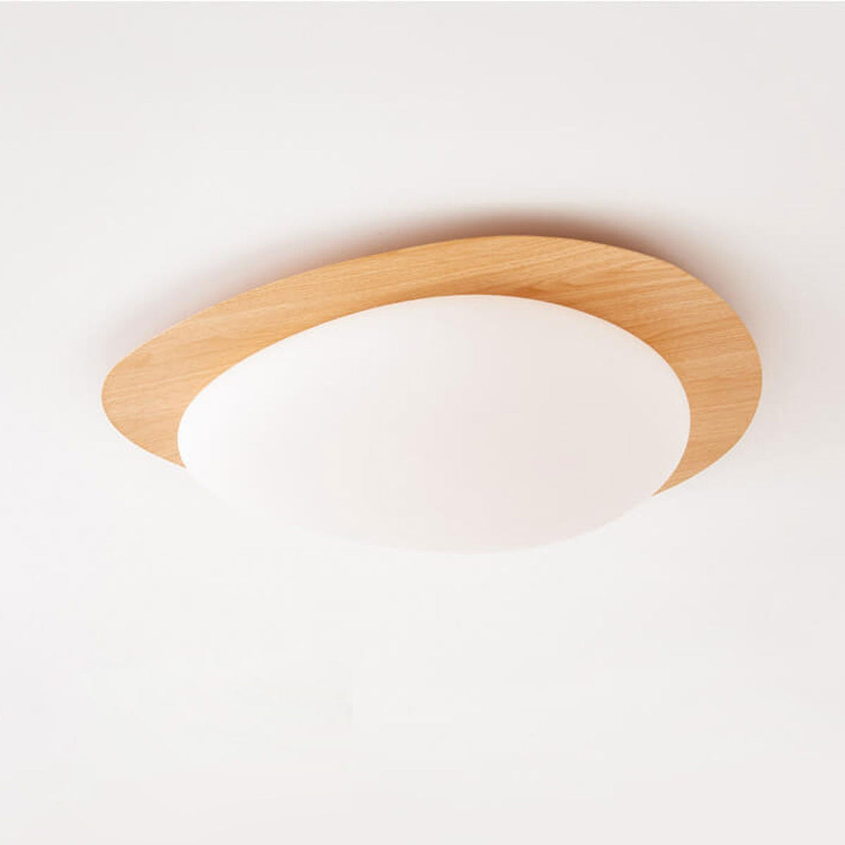 LED plafondlamp met houtafwerking ovaal Scandinavisch design dimbaar warm neutraal koel licht woonkamer | Sulvida