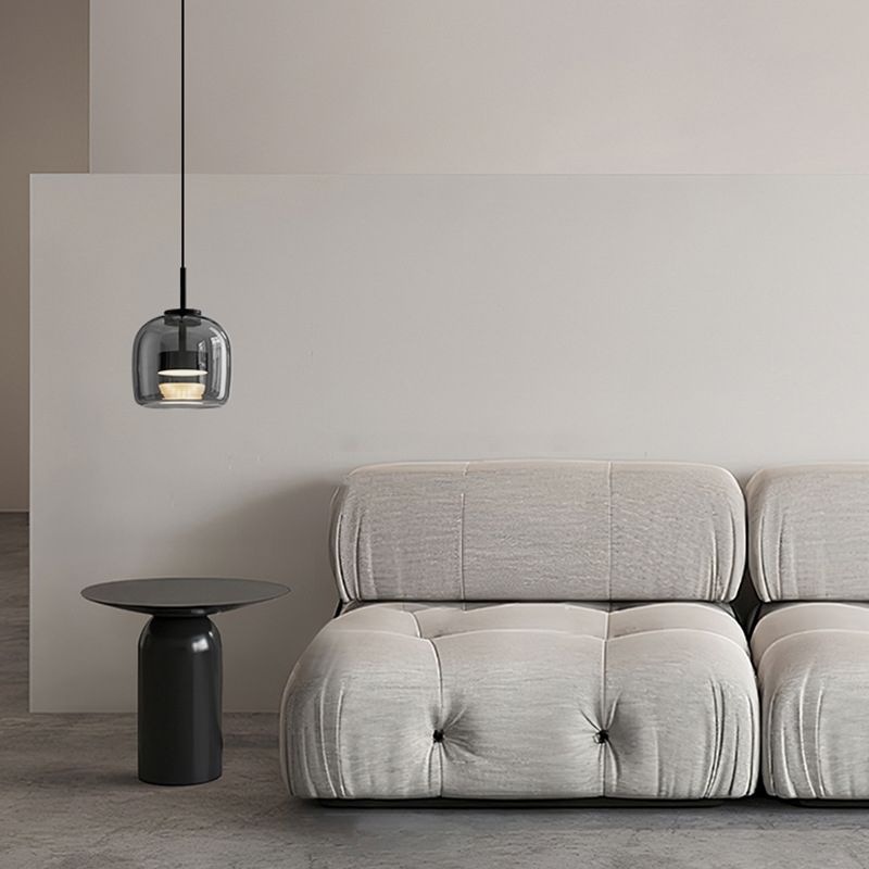 Rookgrijze glazen hanglamp met dimfunctie voor woonkamer eetkamer en slaapkamer industriële sfeerverlichting | Sulvida