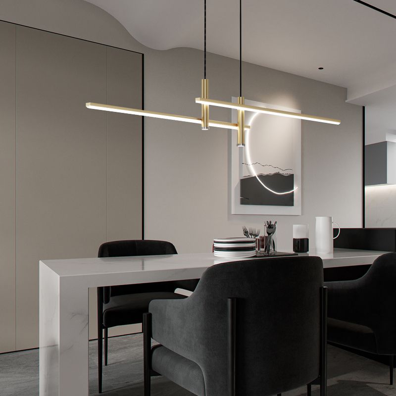 Lineaire Hanglamp Metaal Zwart of Goud Eetkamer Keuken Spotverlichting Modern Design LED Verstelbaar | Sulvida