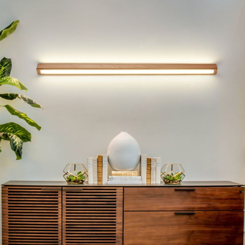 Moderne Wandlamp Hout met Acryl Spiegelverlichting voor Badkamer Slaapkamer Woonkamer Design 60 tot 120 cm | Sulvida