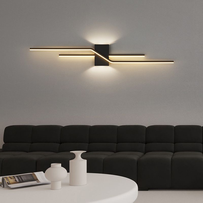 Lineaire LED Wandlamp Metaal & Acryl Zwart Wit voor Slaapkamer Badkamer Woonkamer Minimalistische Wandverlichting | Sulvida