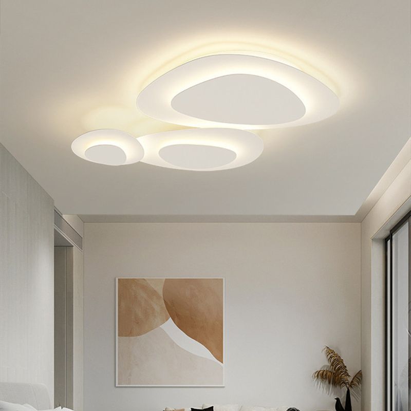 Metalen plafondlamp wit modern design LED dimbaar woonkamer slaapkamer elegant strak interieur sfeerverlichting | Sulvida