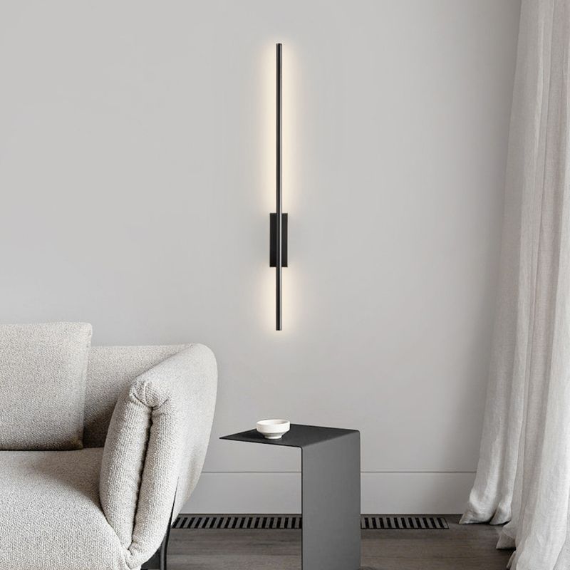 Moderne LED Wandlamp Metaal Acryl Lineair Design Slaapkamer Woonkamer Gang 61-120cm Zwart Goud Verlichting | Sulvida