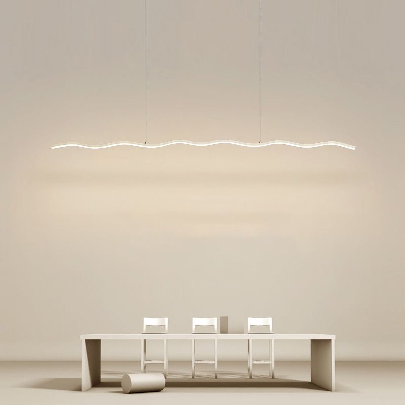 Moderne LED Hanglamp Golvende Lijn Zwart Wit Design Woonkamer Slaapkamer Eetkamer Dimbaar Verstelbaar | Sulvida