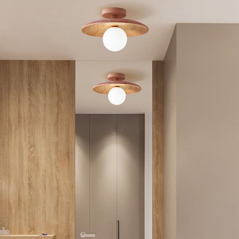 Houten Plafondlamp met Glazen Kap 18cm 28cm G9 Fitting Scandinavisch Natuurlijk Hout Design Keuken Gang Hal | Sulvida