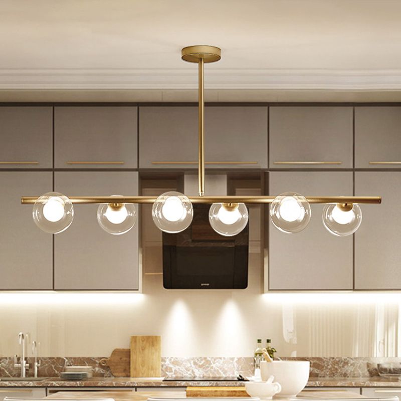 Hanglamp Lineair Glas Metaal 5-6 Lichtpunten Scandinavisch Design Eetkamer Keukeneiland Woonkamer Armatuur | Sulvida