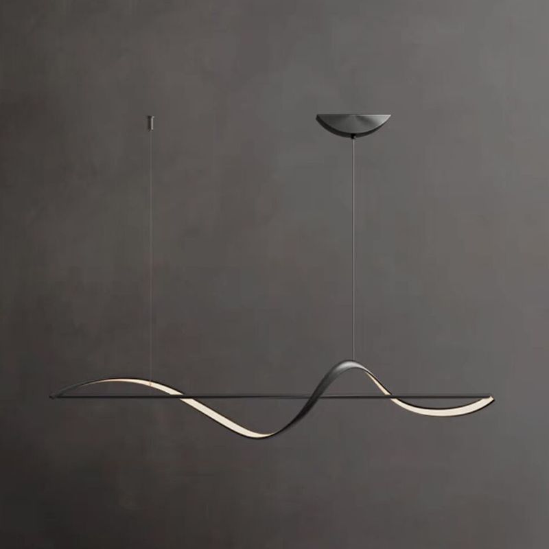 Hanglamp Golfvorm Metaal Messing & Zwart Dimbaar LED Slaapkamer Woonkamer Minimalistische Verlichting | Sulvida