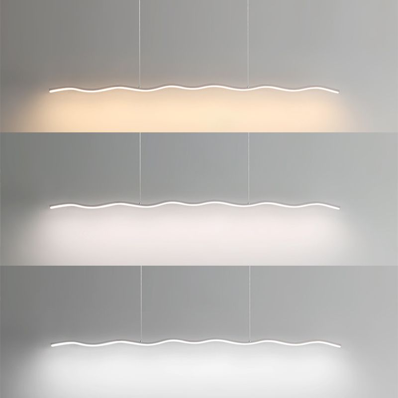 Moderne LED Hanglamp Golvende Lijn Zwart Wit Design Woonkamer Slaapkamer Eetkamer Dimbaar Verstelbaar | Sulvida