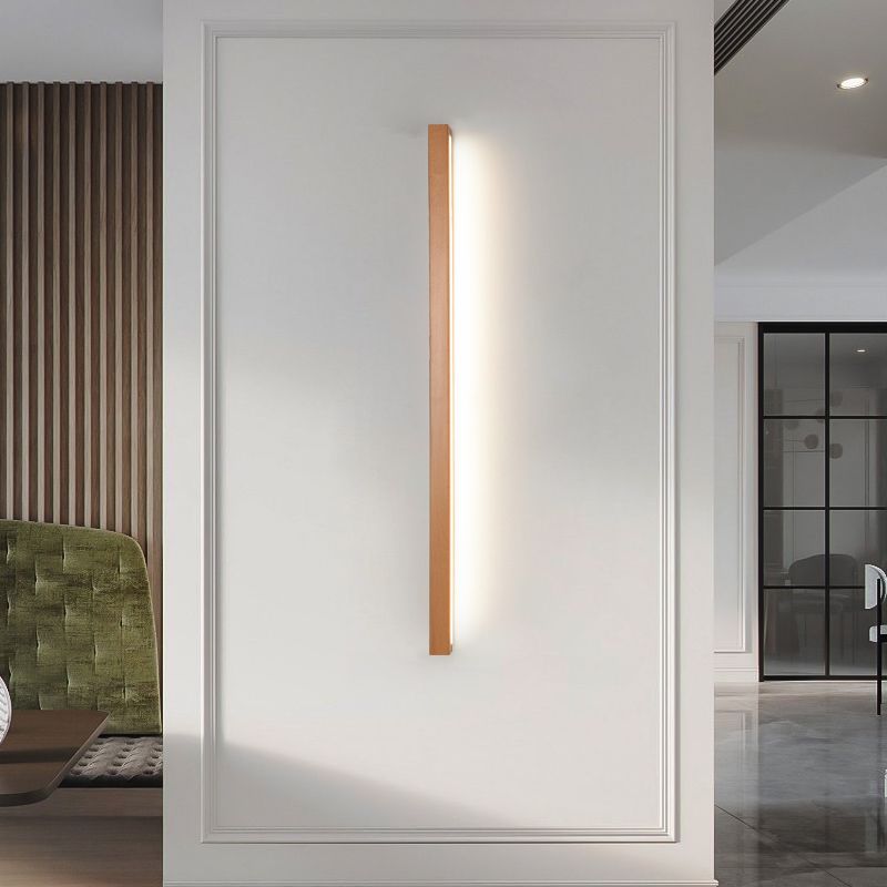 Moderne Wandlamp Hout met Acryl Spiegelverlichting voor Badkamer Slaapkamer Woonkamer Design 60 tot 120 cm | Sulvida