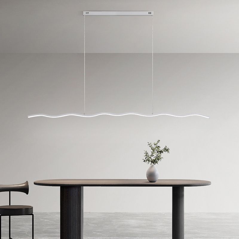 Moderne LED Hanglamp Golvende Lijn Zwart Wit Design Woonkamer Slaapkamer Eetkamer Dimbaar Verstelbaar | Sulvida