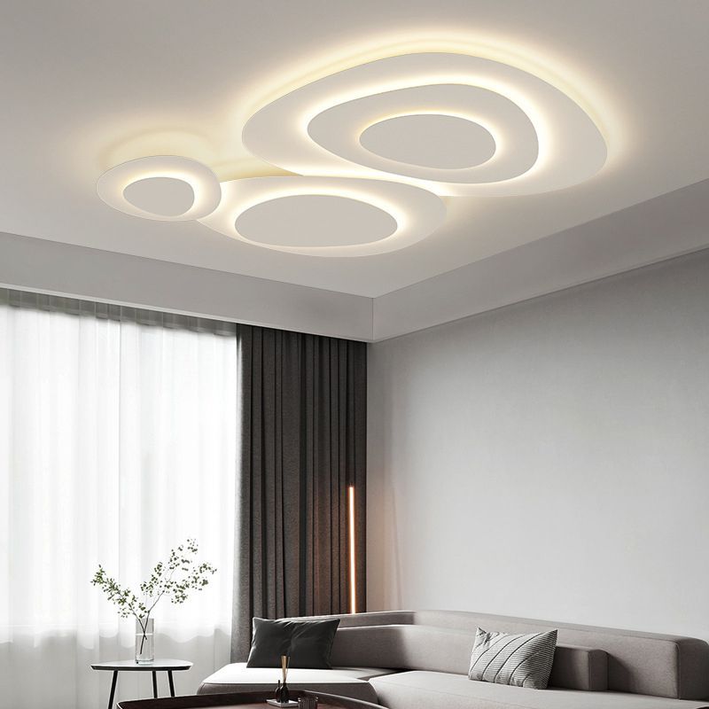 Metalen plafondlamp wit modern design LED dimbaar woonkamer slaapkamer elegant strak interieur sfeerverlichting | Sulvida