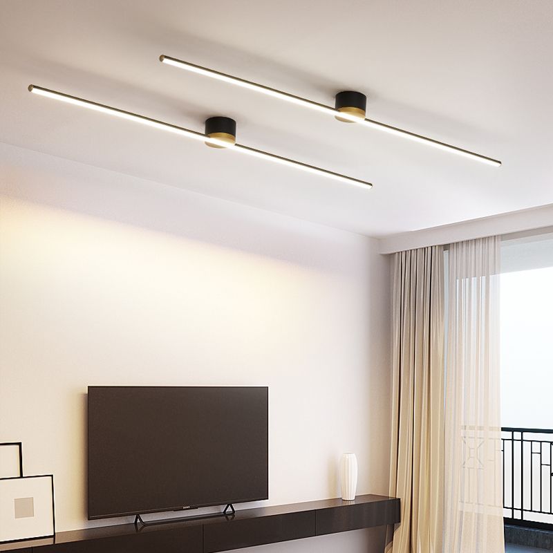 Plafondlamp Linear Design Zwart Wit Goud Dimbaar LED 40-121cm Modern Sfeervol Minimalistisch Woonkamer | Sulvida