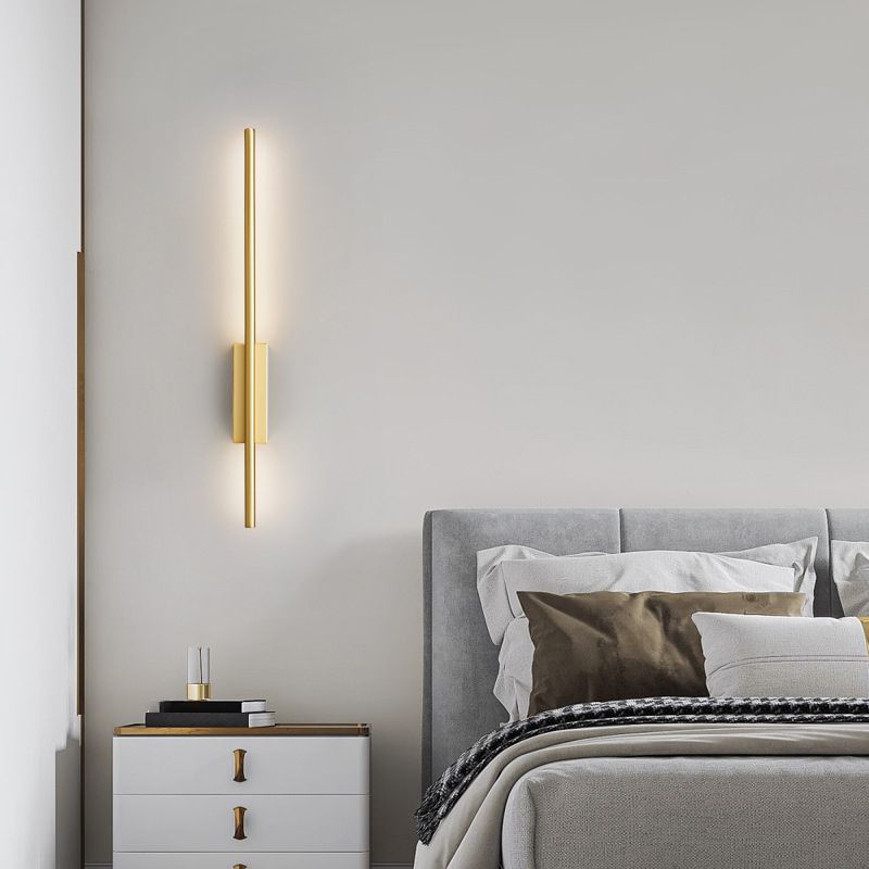 Moderne LED Wandlamp Metaal Acryl Lineair Design Slaapkamer Woonkamer Gang 61-120cm Zwart Goud Verlichting | Sulvida