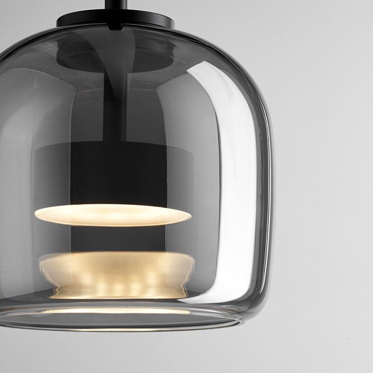 Rookgrijze glazen hanglamp met dimfunctie voor woonkamer eetkamer en slaapkamer industriële sfeerverlichting | Sulvida