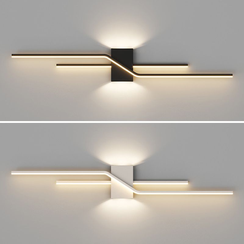 Lineaire LED Wandlamp Metaal & Acryl Zwart Wit voor Slaapkamer Badkamer Woonkamer Minimalistische Wandverlichting | Sulvida