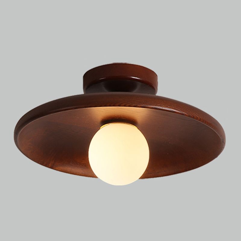 Houten Plafondlamp met Glazen Kap 18cm 28cm G9 Fitting Scandinavisch Natuurlijk Hout Design Keuken Gang Hal | Sulvida