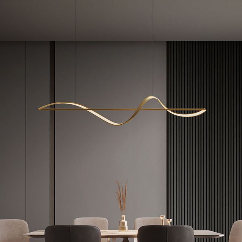 Hanglamp Golfvorm Metaal Messing & Zwart Dimbaar LED Slaapkamer Woonkamer Minimalistische Verlichting | Sulvida