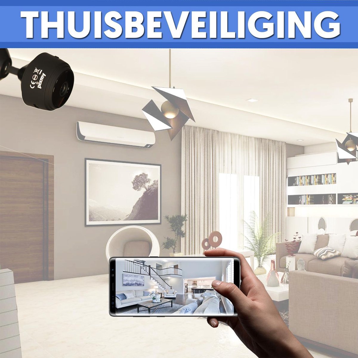 Draadloze Mini Beveiligingscamera HD 1080P WiFi 150° Kijkhoek Nachtzicht Compacte Bewakingscamera Binnen | Sulvida