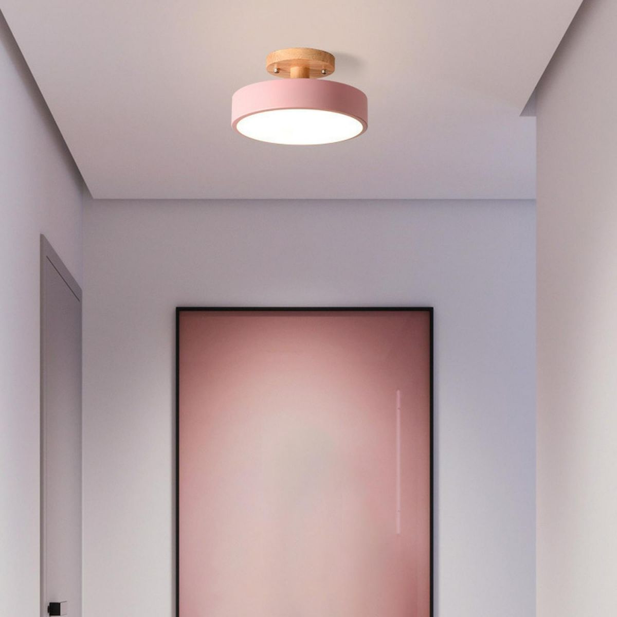 Minimalistische Plafondlamp Hout Pastel – Scandinavisch Design voor Slaapkamer Woonkamer Hal & Entree | Sulvida