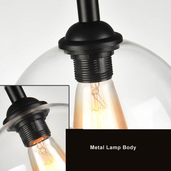 Vintage hanglamp met glazen kap metaal en touw rond 1-lichtpunt E26 woonkamer eetkamer industrieel sfeerlicht | Sulvida