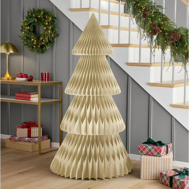 Arbre décoratif en papier 30 cm pliable à structure alvéolée, décoration de fête pour table, mur ou vitrine | Sulvida