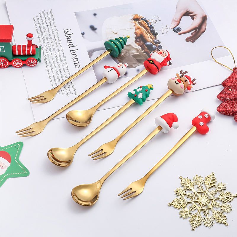 Feestelijk Bestek Set met Kerstthema Roestvrijstalen Vork Lepel Mes Tafelbestek Kerstdiner Decoratie | Sulvida