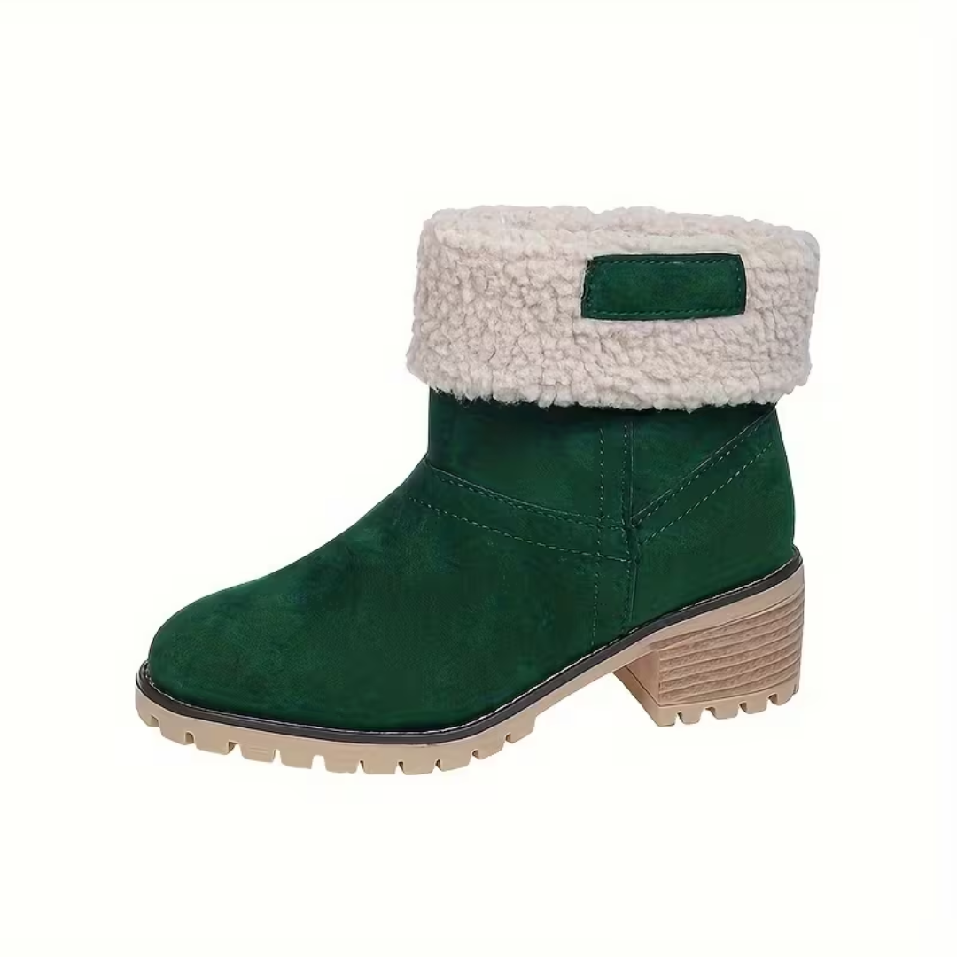 Gevoerde Winterlaarzen Dames Enkellaars Blokkhak Antislip Suède-Look Wandelen Warme Winterschoenen Outdoor | Sulvida