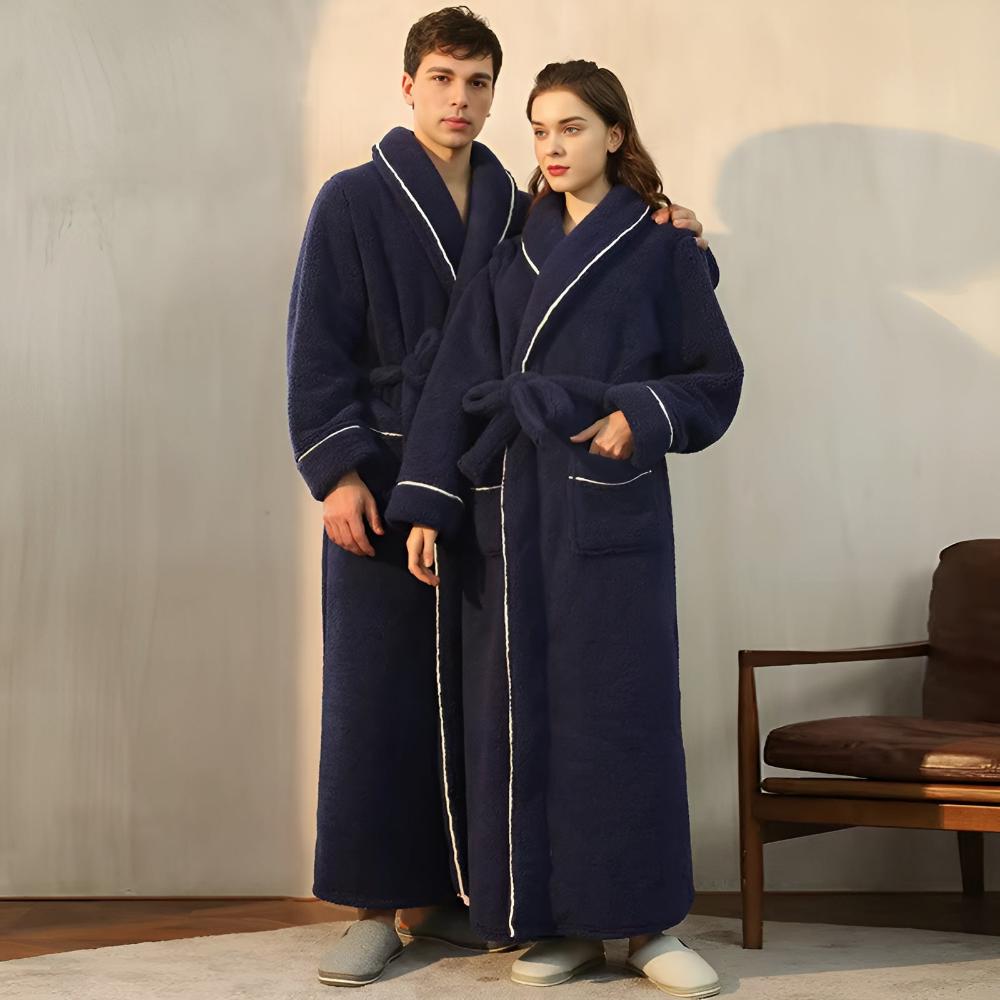 Sherpa Badjas Fluffy Fleece Ochtendjas Unisex Dames Heren Lange Badstofjas Huisjasje Loungewear Katoen | Sulvida