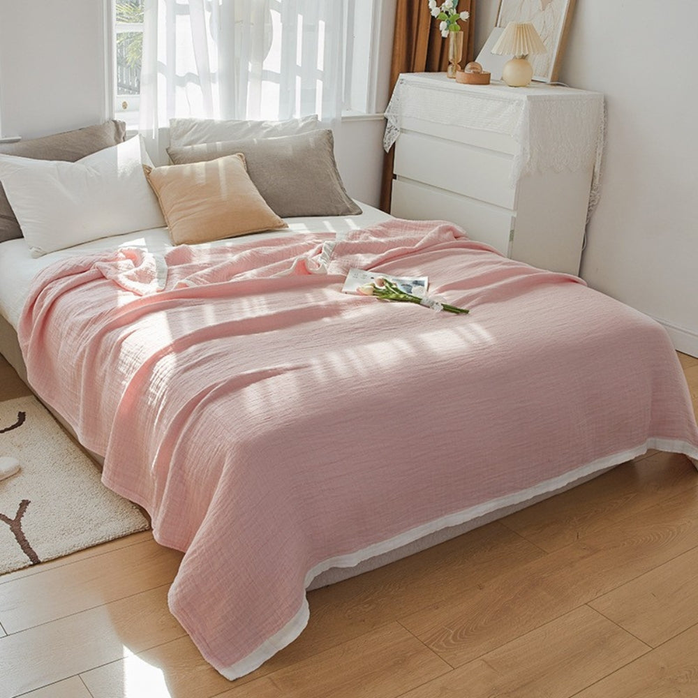 Zachte Moslindeken Zes Lagen Ademend Katoen Sprei Bank Bed Plaid Zomerdeken Dekbedovertrek Lichtgewicht | Sulvida