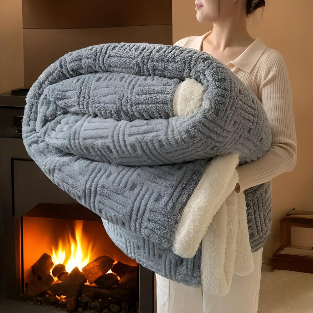 Sherpa Plaid Dubbel Gelaagd Fleece Geweven Patroon Warm Knuffeldeken Woonkamer Slaapbank Decoratief Deken | Sulvida