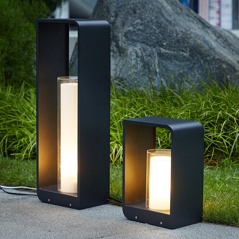 Tuinverlichting LED Vierkant Zwart RVS Acryl Frame Paal Lichtpunt Terras Pad Verlichting Outdoor 30-60cm | Sulvida