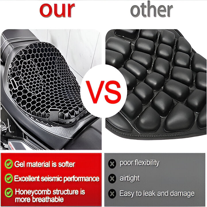 Motorgelpad voor lange ritten – comfortabel zadelkussen met schokabsorptie en anti-slip ontwerp voor motorrijders | Sulvida